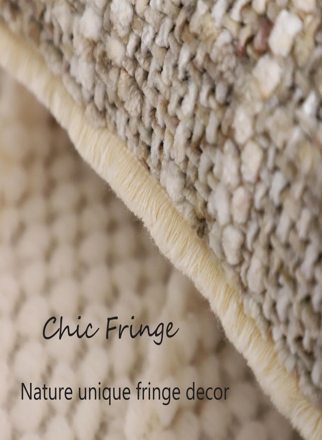 LUOYEHK Boho Throw Pillow Covers 18x18 Set of 2 Cozy Farmhouse Pillow Covers with Fringe Texture Neutral Chenille Cushion Covers for Couch Sofa Bed Living Room, Khaki - Image 3