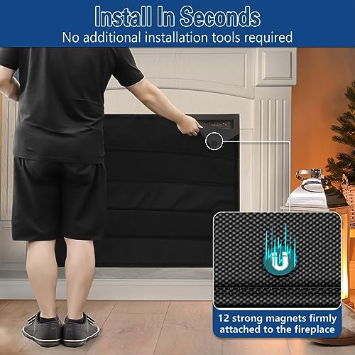 UQM Fireplace Cover, Magnetic Fireplace Blocker Blanket Stops Heat Loss, Indoor Fireplace Draft Stopper Save Energy, Magnetic Fireplace Draft Cover for Iron Fireplace Frame (36"x27") - Image 4