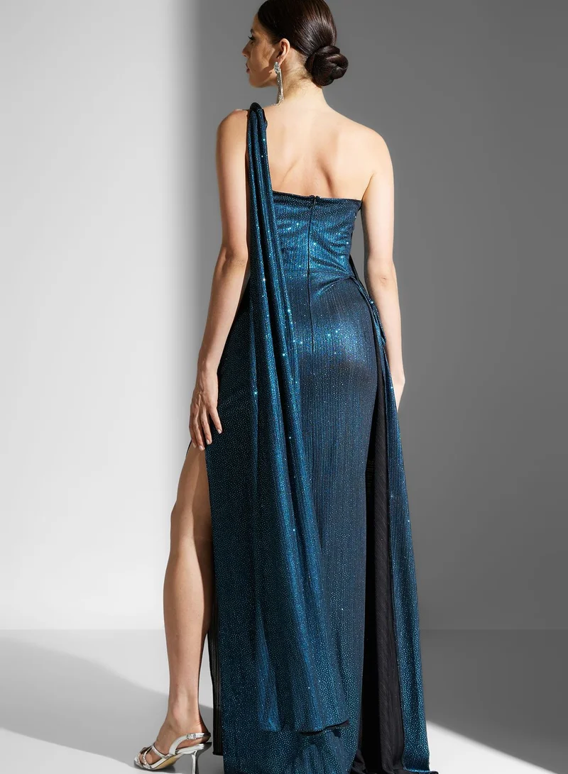 Namshi x Dana One Shoulder Drape Styled Dress
