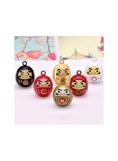 WYBOT Japanese Style Daruma Bell Fortune Good Lucky Jingle Bells Jewelry Bag Pendants Loose Beads Charms for DIY Craft Purse Keychains Wind Chimes Making 2cm Black  - Image 2