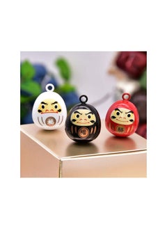 WYBOT Japanese Style Daruma Bell Fortune Good Lucky Jingle Bells Jewelry Bag Pendants Loose Beads Charms for DIY Craft Purse Keychains Wind Chimes Making 2cm Black  - Image 1