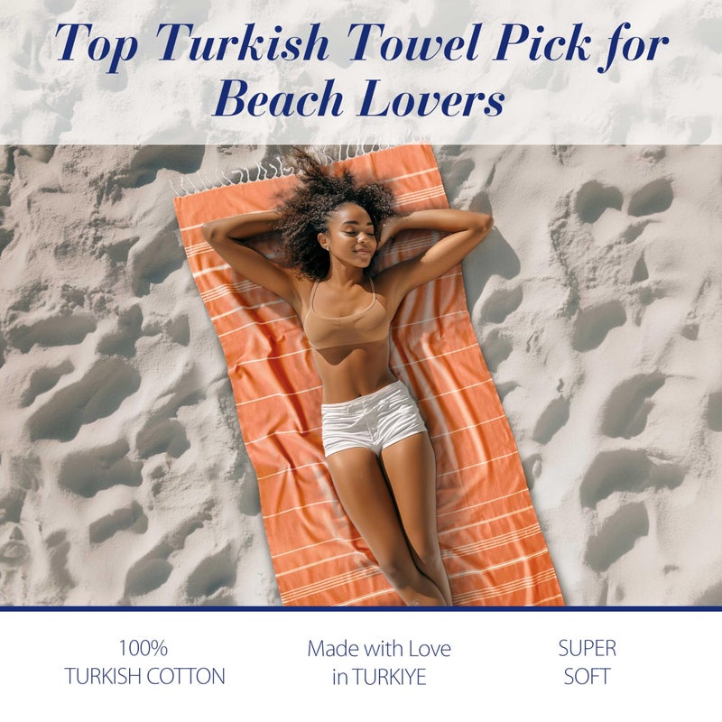 Cacala Lightweight and Thin Turkish Beach Towel 100% Cotton Sand-Free and Quick-Drying Goodness Perfect as an Extra Large Travel Towel, Beach Accessory, or Gift for Beach Lovers, 37 x 70 - Image 3