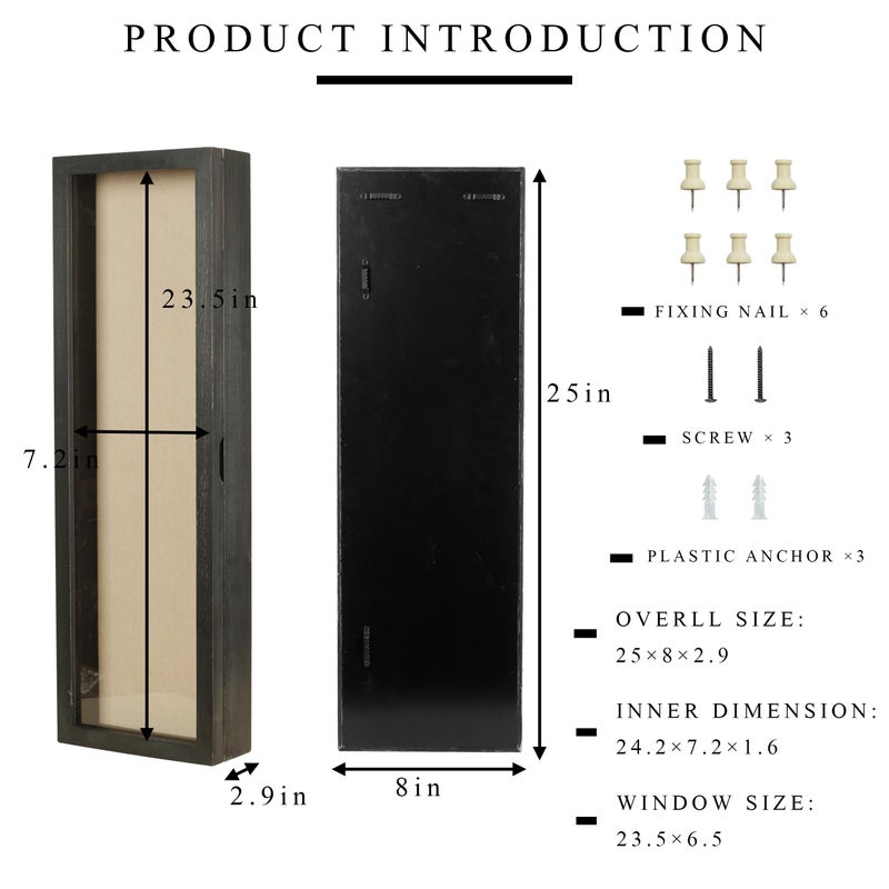 Freezing point Shadow Box Frame 8x25 Flower Shadow Box Pin Display Case Cabinet Picture Frame with Linen Back Memorabilia Awards Medals Badge Bouquet Wedding Memory Box for Keepsakes Long Black - Image 5