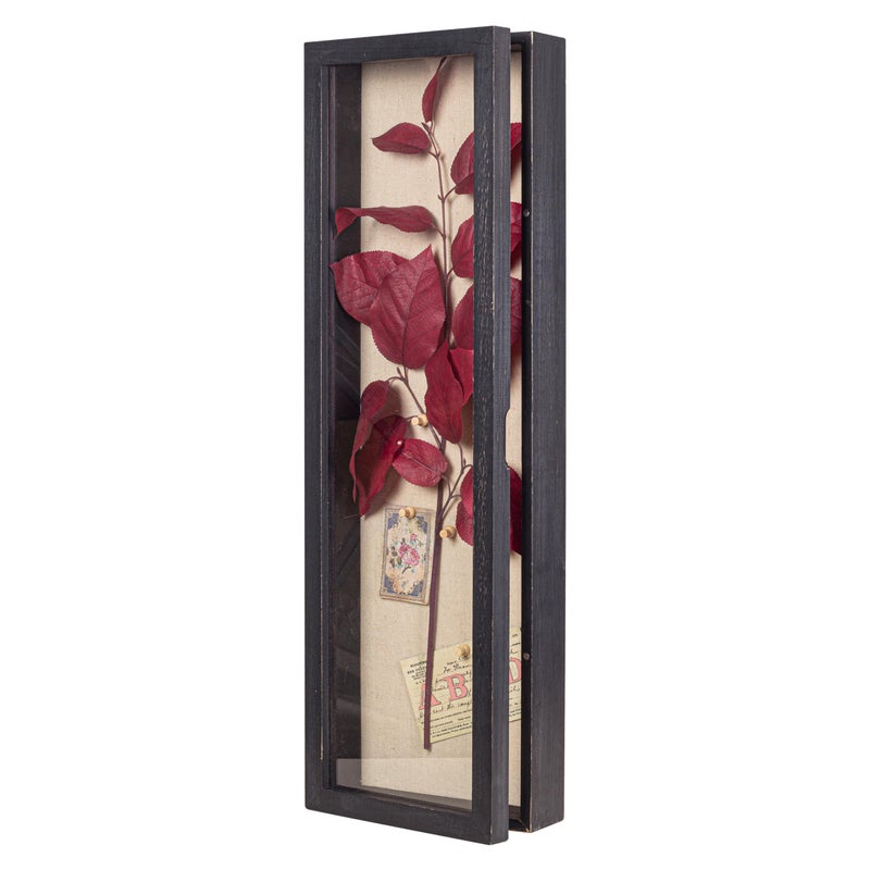Freezing point Shadow Box Frame 8x25 Flower Shadow Box Pin Display Case Cabinet Picture Frame with Linen Back Memorabilia Awards Medals Badge Bouquet Wedding Memory Box for Keepsakes Long Black - Image 2