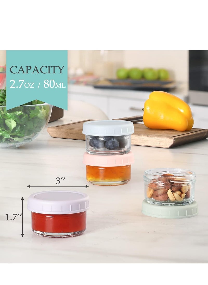 Generic - 6 Pcs Food Container， 2.7 oz Glass Small Condiment with Lids, Dipping Sauce Cups Set, Leakproof Reusable For Lunch Boxes, Picnics And Travel - Image 1
