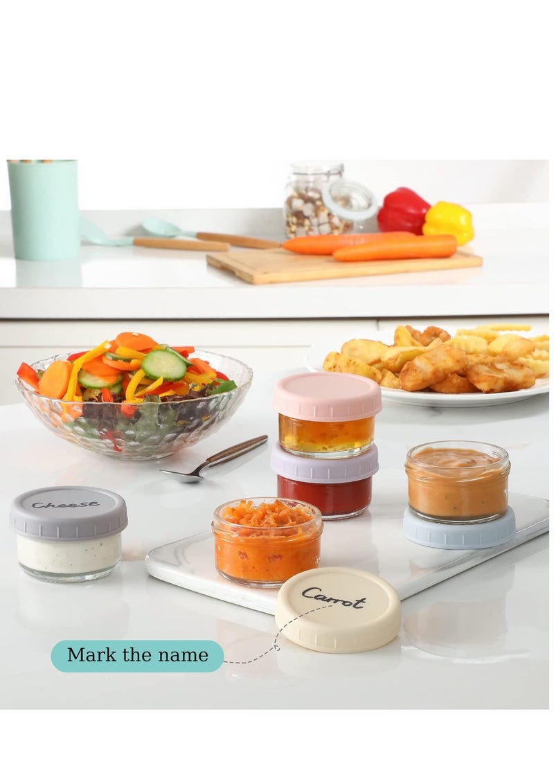Generic - 6 Pcs Food Container， 2.7 oz Glass Small Condiment with Lids, Dipping Sauce Cups Set, Leakproof Reusable For Lunch Boxes, Picnics And Travel - Image 1