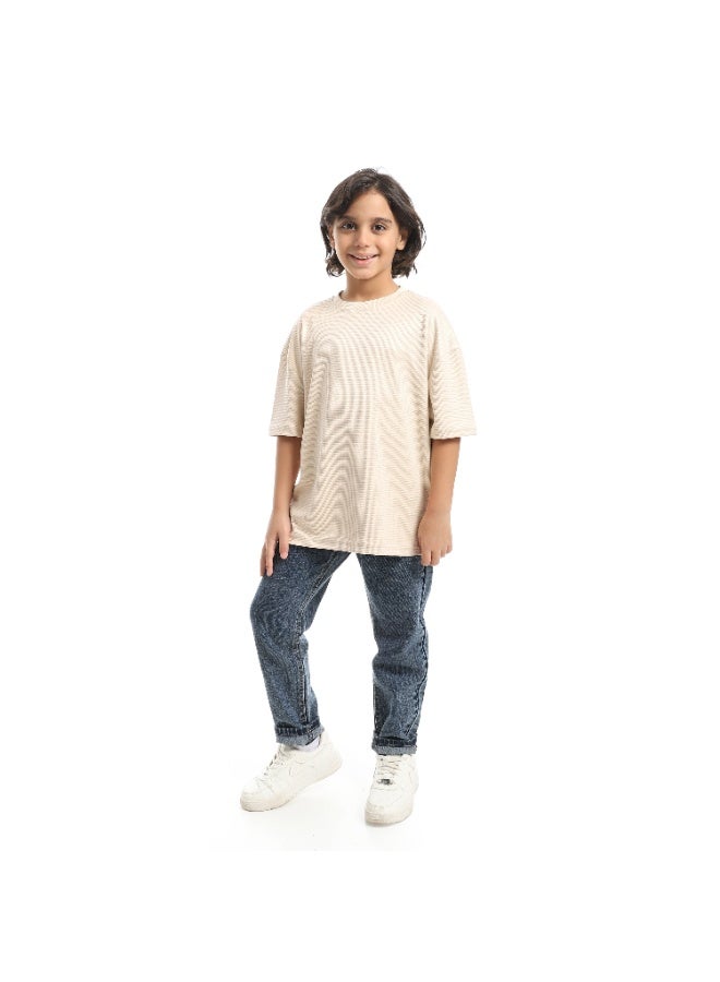 سيزار تيشرت اولادي خامة بسكوتة برقبة دائرية - Image 2