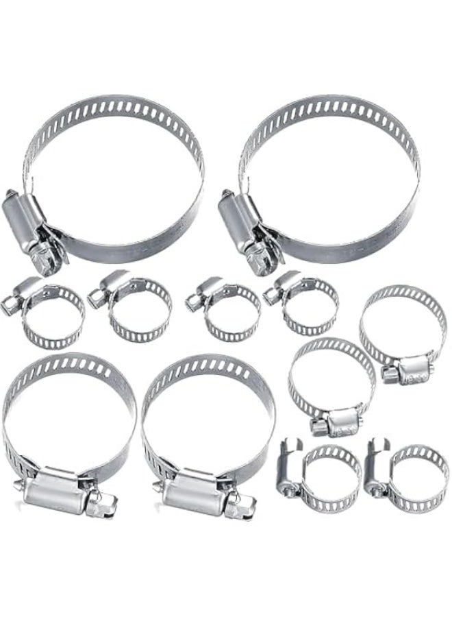 بروماس مجموعة مشابك خراطيم من الفولاذ المقاوم للصدأ مكونة من 12 قطعة - مشابك تروس دودة قابلة للتعديل (من 8 مم إلى 29 مم) - Image 1