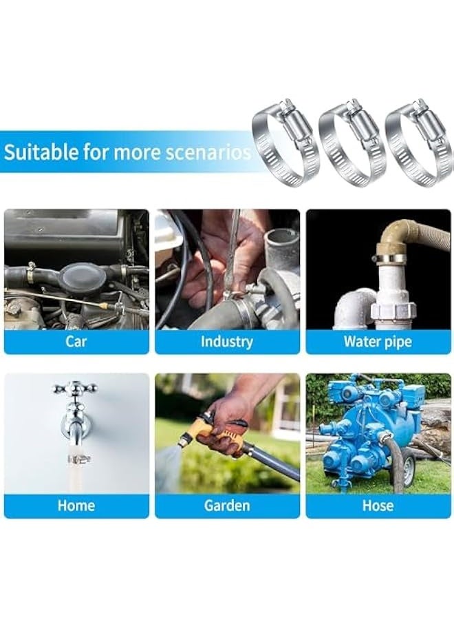 بروماس مجموعة مشابك خراطيم من الفولاذ المقاوم للصدأ مكونة من 12 قطعة - مشابك تروس دودة قابلة للتعديل (من 8 مم إلى 29 مم) - Image 2