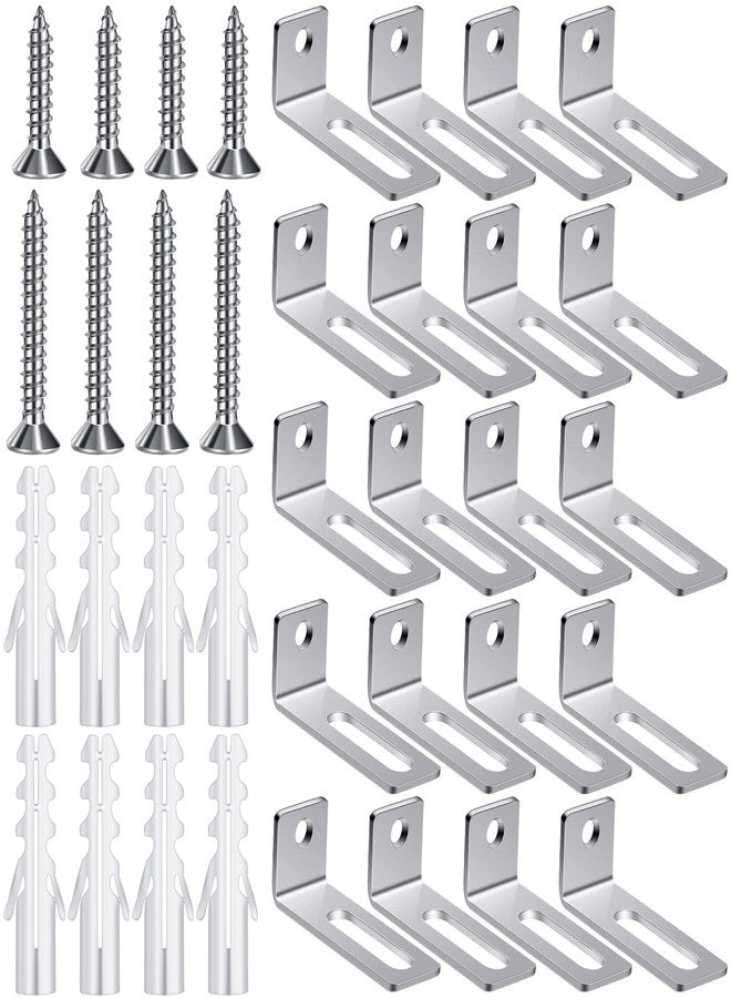 Oudain 20 Set Whiteboard Brackets Whiteboard Installation Hardware Kit Mounting Wall Hanging Brackets Include Hanger Supports, Screws, Expansion Tube for Hanging School Office Supplies,1.26x0.47in - Image 1