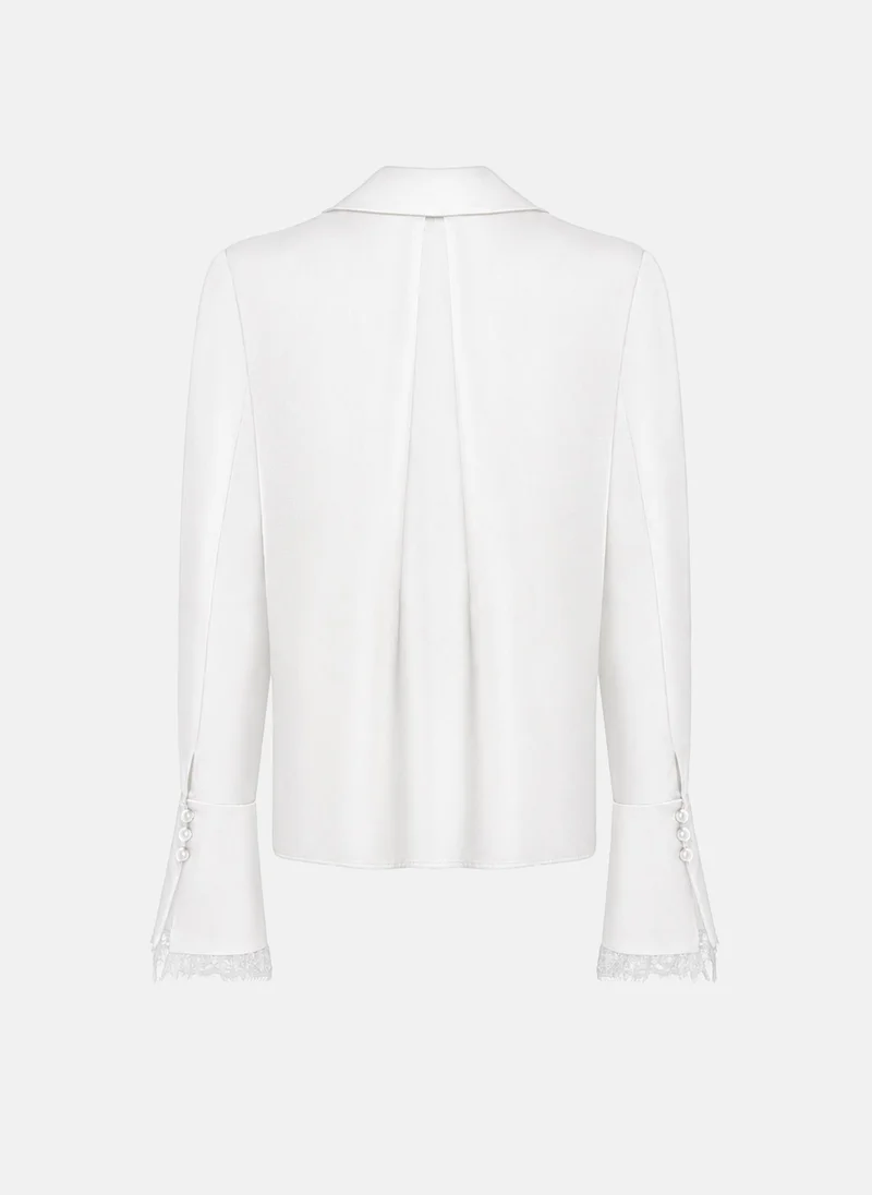 Lichi  Satin blouse with lace trim for Women | Best Price UAE