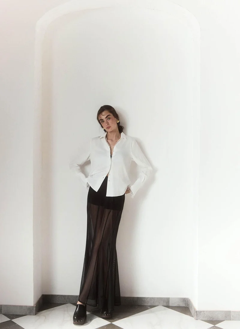 Lichi  Satin blouse with lace trim for Women | Best Price UAE