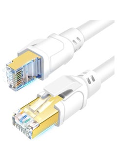 erorex CAT 8 Ethernet Cable 25m, Indoor & Outdoor, High Speed 40Gbps 2000MHz SFTP Network Internet Cable with Gold Plated RJ45 Connector for Gaming, Router, PC, Heavy Duty, UV Resistant (25m White)  - Image 1