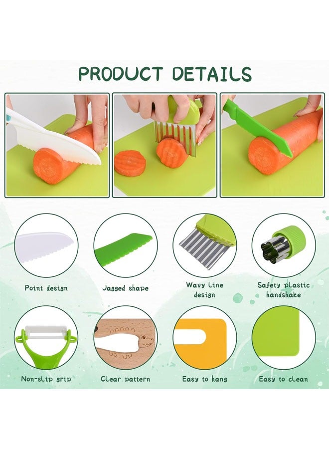 Hihonor 13 Pcs Montessori Kitchen Tools, Toddler Knife Set, Kids Knife Set for Real Cooking, Kids Kitchen Tools Set Include Toddler Knives, Cutting Boards, Sandwich Cutters, Peeler, for Toddler Birthday Gift - Image 2