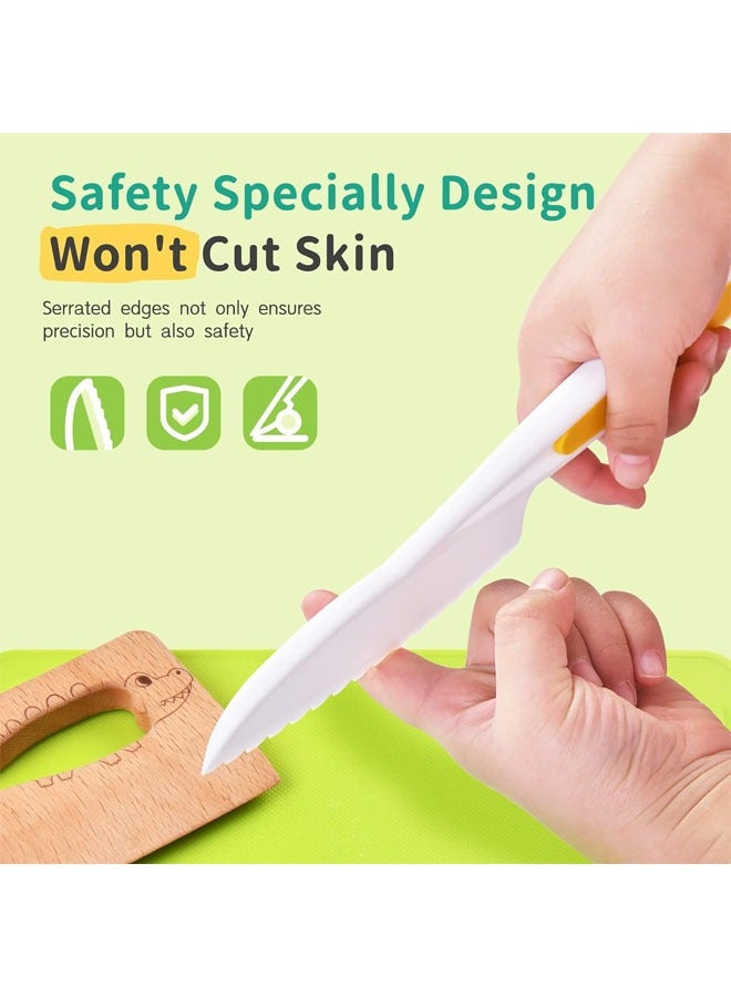 Hihonor 13 Pcs Montessori Kitchen Tools, Toddler Knife Set, Kids Knife Set for Real Cooking, Kids Kitchen Tools Set Include Toddler Knives, Cutting Boards, Sandwich Cutters, Peeler, for Toddler Birthday Gift - Image 3