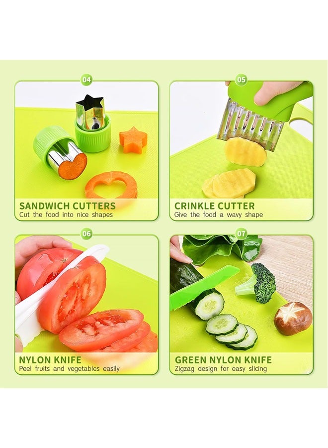 Hihonor 13 Pcs Montessori Kitchen Tools, Toddler Knife Set, Kids Knife Set for Real Cooking, Kids Kitchen Tools Set Include Toddler Knives, Cutting Boards, Sandwich Cutters, Peeler, for Toddler Birthday Gift - Image 5