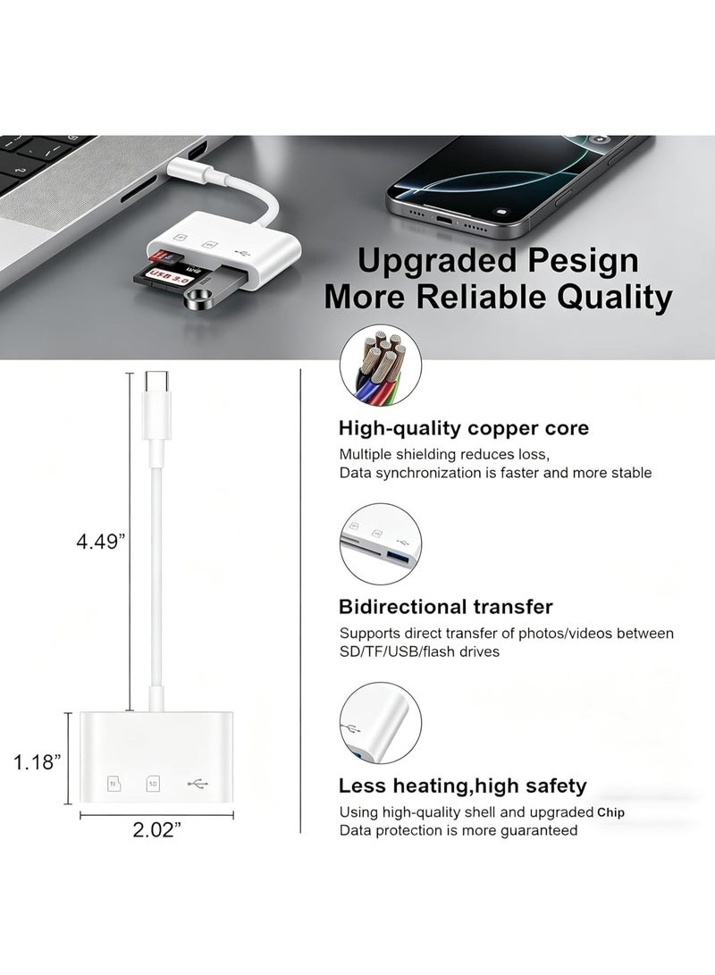 USB C SD Card Reader for iPhone 17e 17 16 15 Pro Max Air, Micro SD TF SS Memory Card Adapter for Apple iPad/MacBook, Digital Camera Viewer Transfer Converter Lector de Tarjetas para Phone Adaptador - Image 2