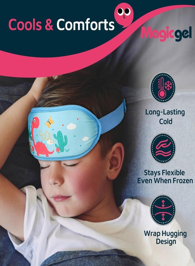 Magic Gel Toddler & Kids Ice Packs for Boo Boos & Injuries, Reusable Hot & Cold Gel Pack with Adjustable Strap for Kids & Toddler Head, Fever & Headache Relief, Toothache & Cooling Eye Mask - Dinosaur - Image 2
