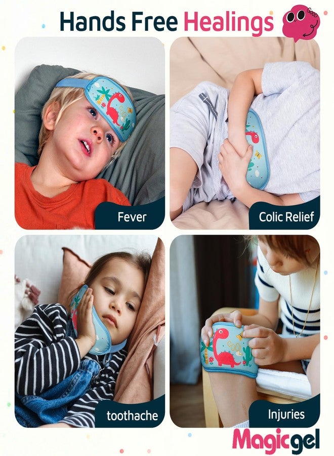Magic Gel Toddler & Kids Ice Packs for Boo Boos & Injuries, Reusable Hot & Cold Gel Pack with Adjustable Strap for Kids & Toddler Head, Fever & Headache Relief, Toothache & Cooling Eye Mask - Dinosaur - Image 5