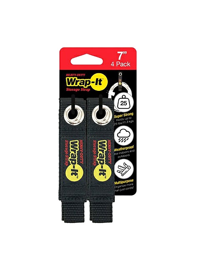 Wrap-It Storage 4-Piece Heavy-Duty UV Resistant Polypropylene Storage Strap Set Black 17.78 x 4.8 cm 5010504 - Image 1