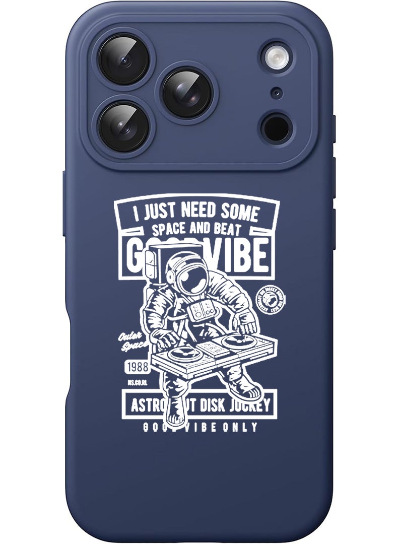 Theodor Protective Slim Fit Case Liquid Silicone Cover with Full Body Protection Anti-Scratch Shockproof Case For Apple iPhone 17 Pro (Blue) Good vibe - White - Image 1