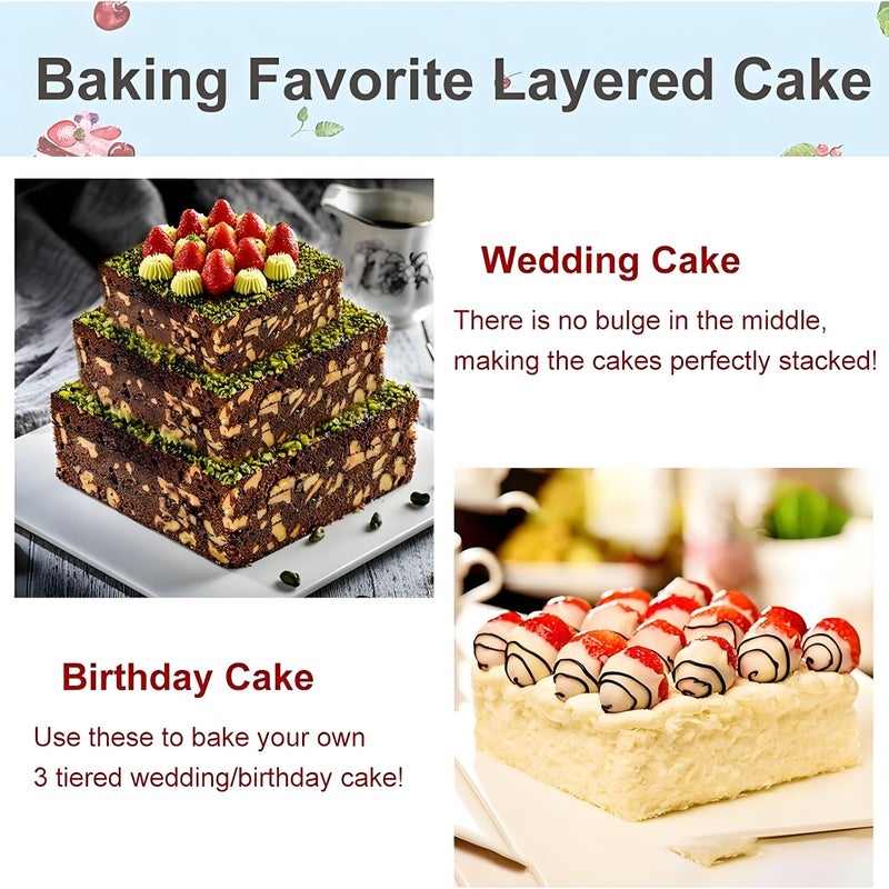 3pcs Stainless Steel Square Cake Molds 4 6 8 Inch Heat Resistant Baking Rings for Tiramisu Mousse Cakes and Desserts - Image 4