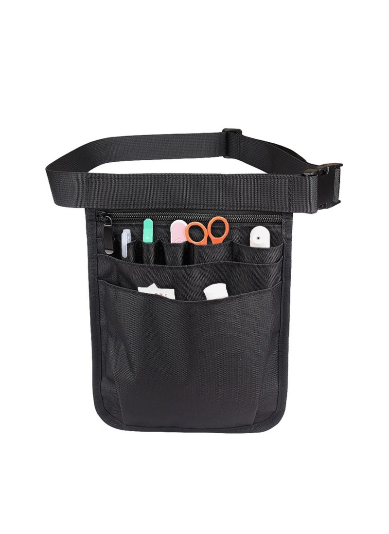 KASTWAVE - Durable Multifunctional Nurse Accessories Storage Bag with Adjustable Belt Utility Waist Tool Organizer for Stethoscopes Bandage Scissors and Other Supplies, Black - Image 1