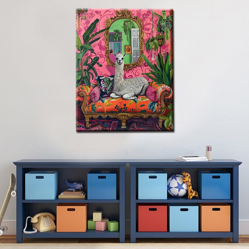 Aihonmin Llama Paint by Numbers Tropical Green Leaves Paint by Numbers Kits Children,Boho Painting Kits on Canvas with Brushes and Acrylic Pigment Without Framed 16''W x 20''H - Image 3