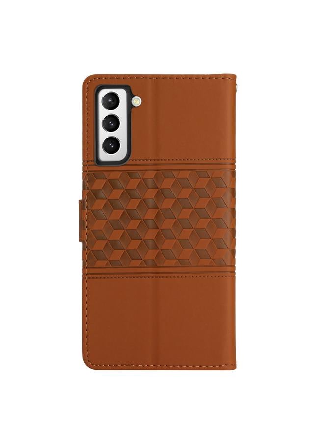 S-TOP Case For Samsung Galaxy S21 FE 5G Diamond Embossed Skin Feel Leather Phone Case with Lanyard - Image 3