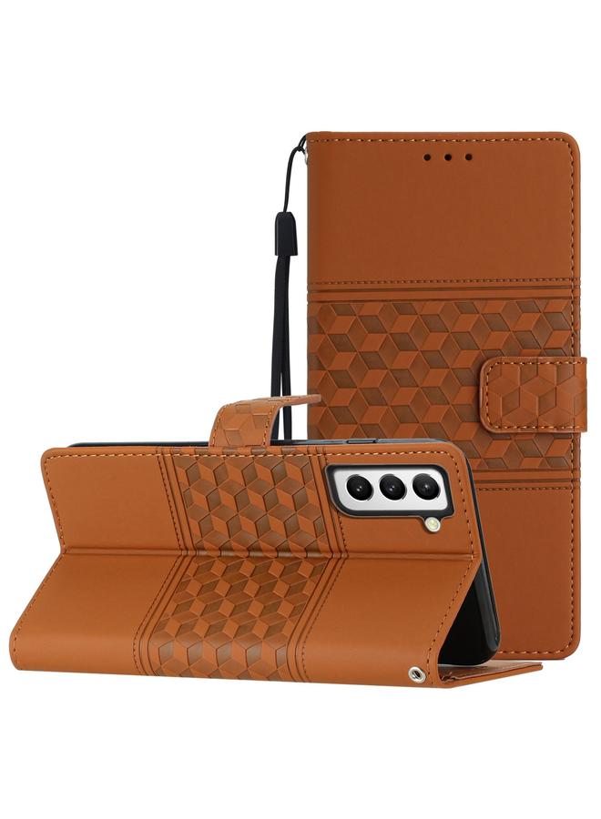 S-TOP Case For Samsung Galaxy S21 FE 5G Diamond Embossed Skin Feel Leather Phone Case with Lanyard - Image 1