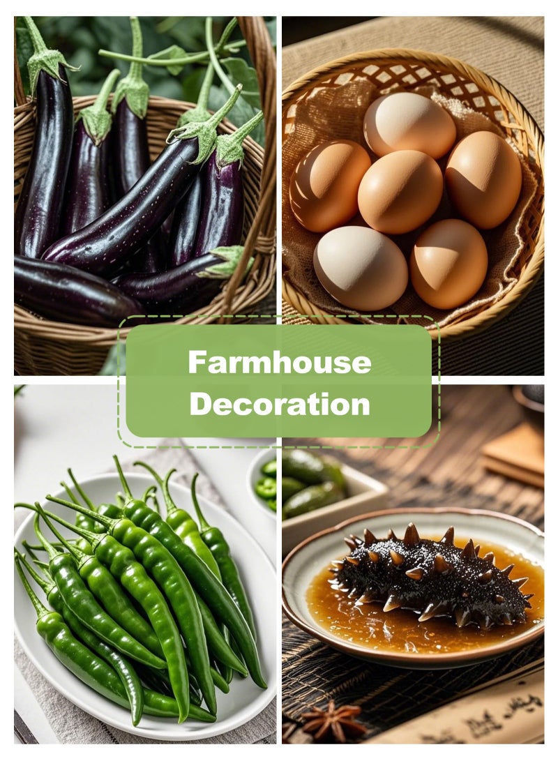 HomarKet 4PCS Artificial Vegetables Simulation Eggplant,Egg, Sea ​​Cucumber and  chili,Realistic Fake Vegetables Lifelike Decorative PU Food Set Faux Veggies for Home Kitchen Party Decor Ornament Photo Props Table Show  - Image 3