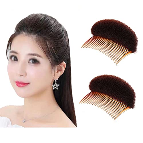 Natuworld 2Pcs Charming Bump It Up Volume Inserts Hair Comb Do Beehive Hair Stick Bun Maker Tool Styling Accessories for Women Lady Girl (Brown) - Image 1
