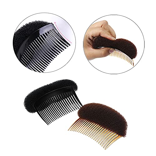 Natuworld 2Pcs Charming Bump It Up Volume Inserts Hair Comb Do Beehive Hair Stick Bun Maker Tool Styling Accessories for Women Lady Girl (Brown) - Image 2