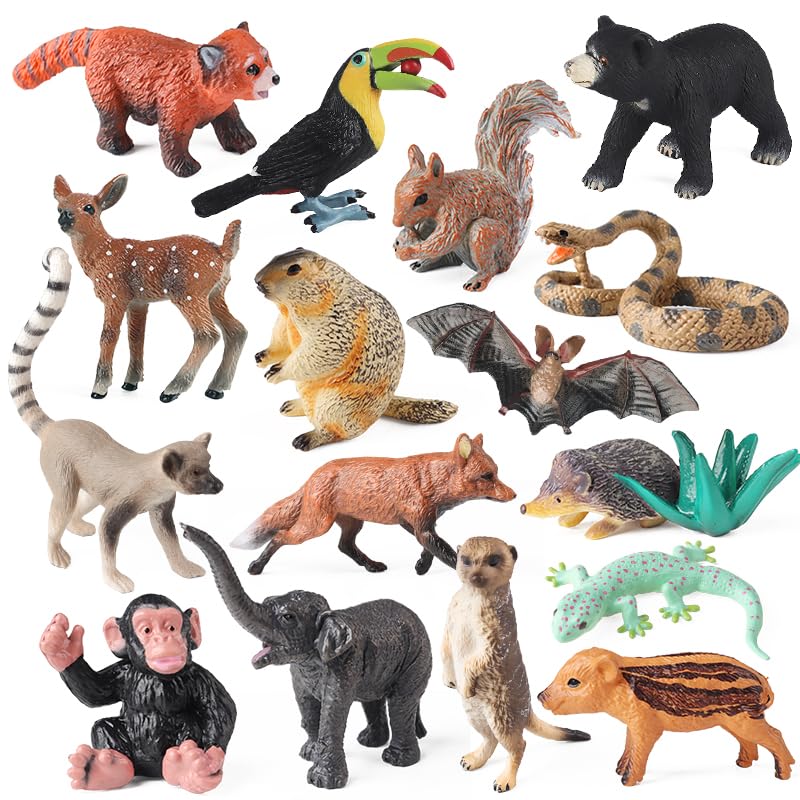 EOIVSH Forest Animal Figures 16pcs Jungle Animal Toys Figurines Wild Toy Figures Playset Gift for Kids 3 4 5 6 7 Years Old - Image 1