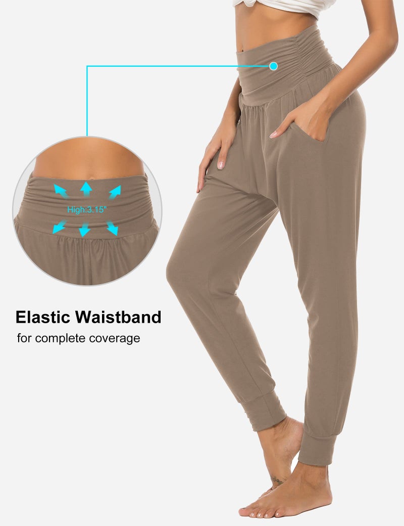 DIBAOLONG Womens Yoga Sweatpants Loose Workout Joggers Pants with Pockets Comfy Lounge Khaki Pants for Women L - Image 4
