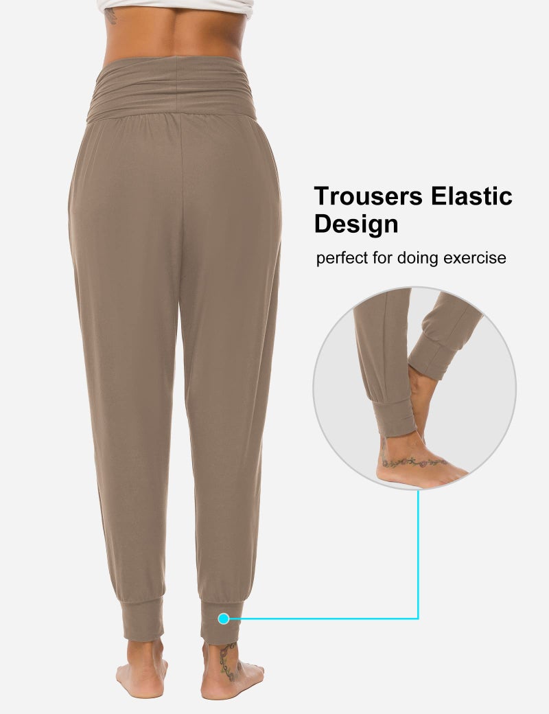 DIBAOLONG Womens Yoga Sweatpants Loose Workout Joggers Pants with Pockets Comfy Lounge Khaki Pants for Women L - Image 5