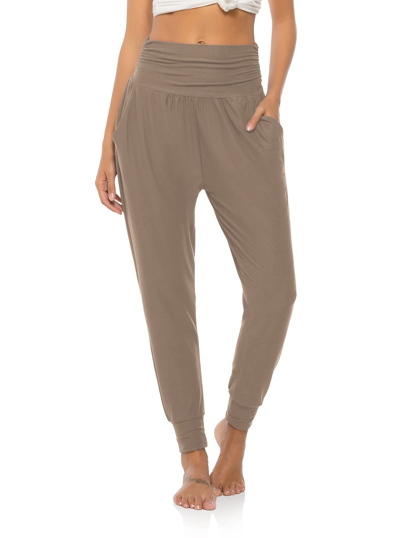 DIBAOLONG Womens Yoga Sweatpants Loose Workout Joggers Pants with Pockets Comfy Lounge Khaki Pants for Women L - Image 2