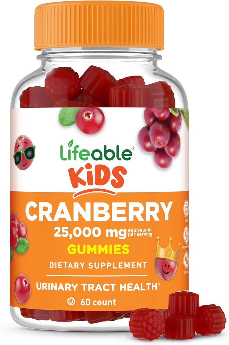 Lifeable Cranberry Gummies for Kids  25000 mg Equivalency  Great Tasting Cranberry Supplement  for Urinary Tract Health Bladder  Digestive Support  Vegan and Non GMO Cranberries  60 Count - Image 1
