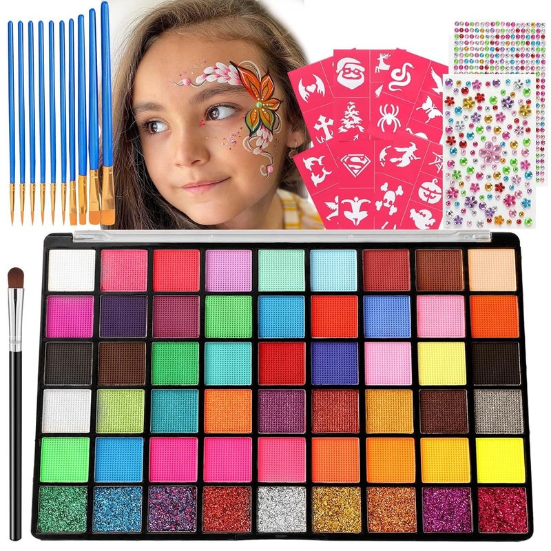 Face Painting Kit for Kids, Split Cake Water Activated Face Paint Palette, Body Paint for Adults, Non Toxic Makeup Professional for Halloween,Christmas,Cosplay,Parties, Birthdays - Image 1