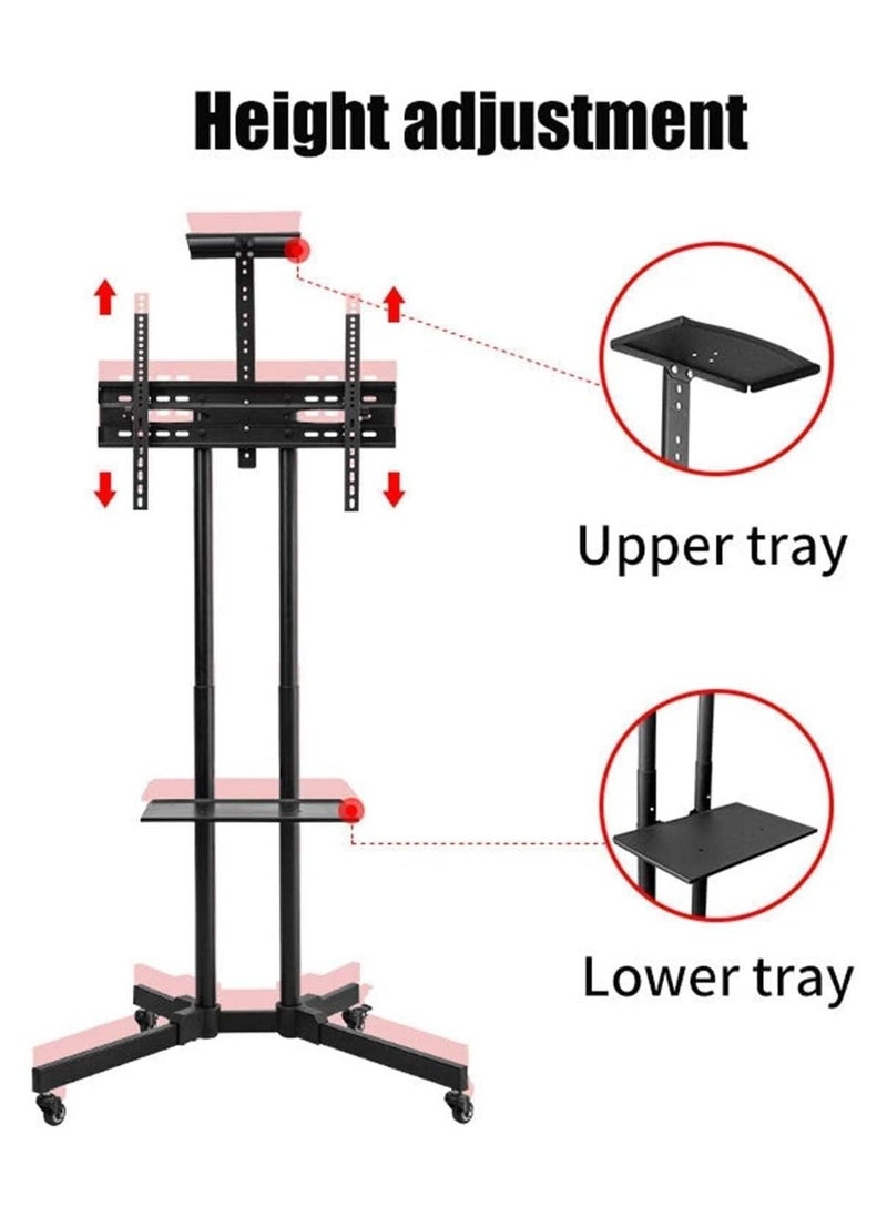 ELTRAZONE DG60B FS Mobile/Rolling TV Cart with Lockable Wheels, Floor TV Stand 32-75 Inch, LED & LCD Screen TV Trolley with Supported Camera Rack & Strong Wheels Holds up to 50 Kg  - Image 5
