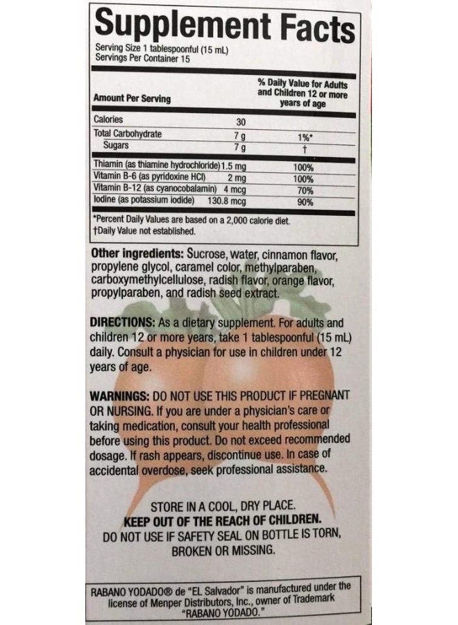 Menper Rabano Yodado De"El Salvador" 8 oz. Dietary Supplement 2-Pack - Image 2