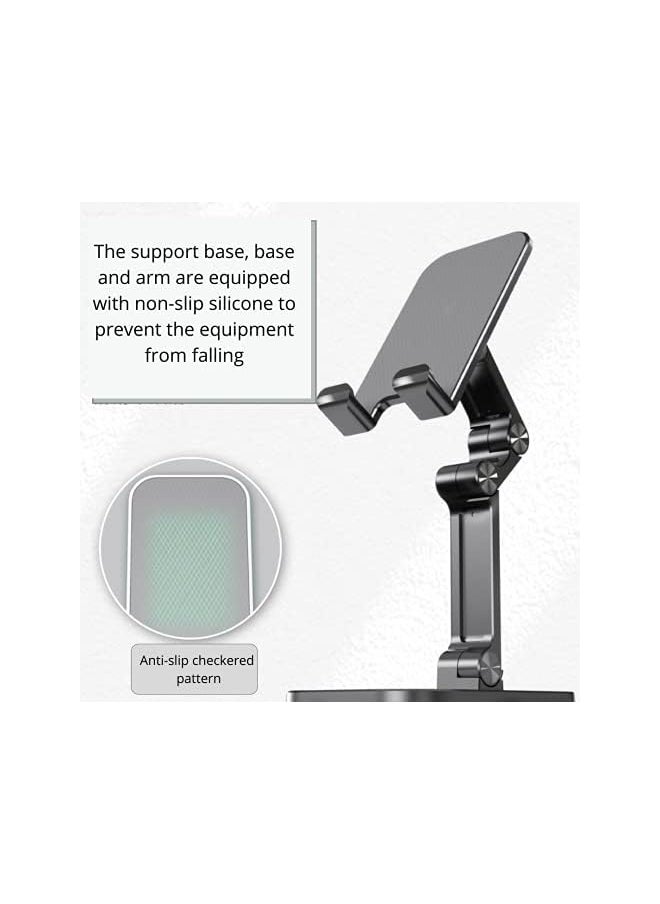 VORTEX ZMZJ01 Height Adjustable Folding Cell Phone Tablet Stand, Vortex ABS Desktop dock holder compatible with iPhone, Samsung Google Pixel mobile phones and tablets (4.7-13 in) and more, black  - Image 5