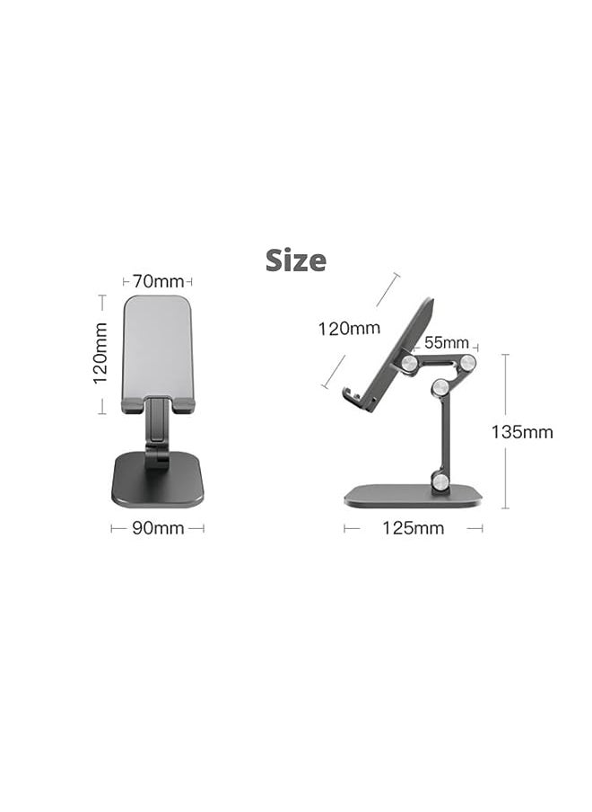 VORTEX ZMZJ01 Height Adjustable Folding Cell Phone Tablet Stand, Vortex ABS Desktop dock holder compatible with iPhone, Samsung Google Pixel mobile phones and tablets (4.7-13 in) and more, black  - Image 2