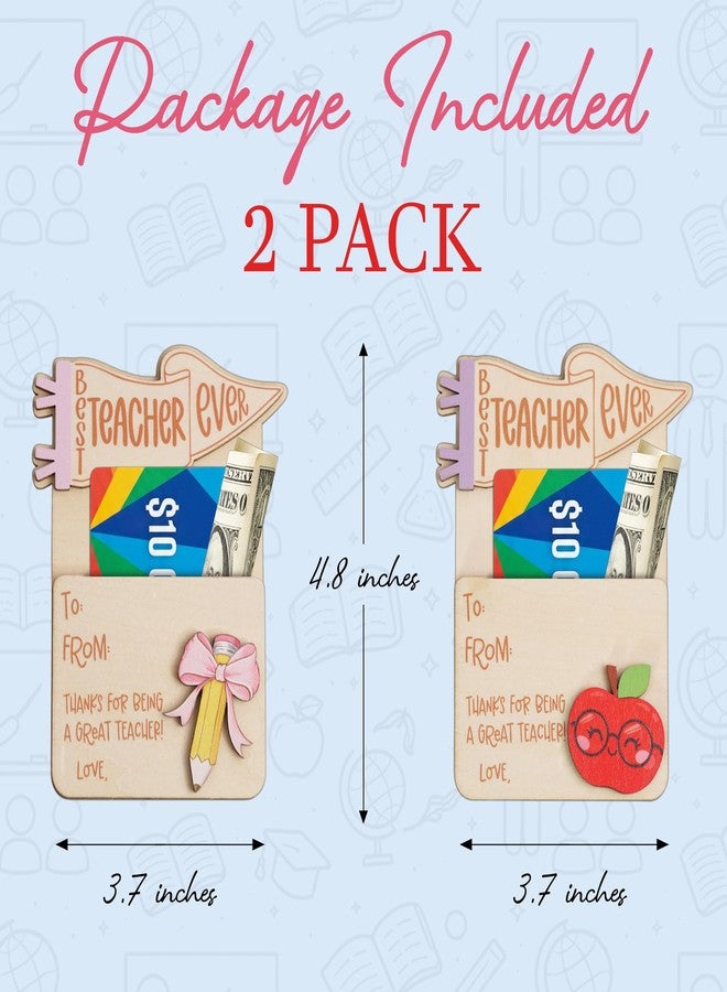 KATINAT Set 2 PCS Teacher Appreciation Gift Card Holder, Wooden Pencil & Apple Money Holder, Thank You Teacher Gift, Teacher Appreciation Week Gifts, Back to School Present Card Holder 5.12 x 3.54 Inches - Image 4