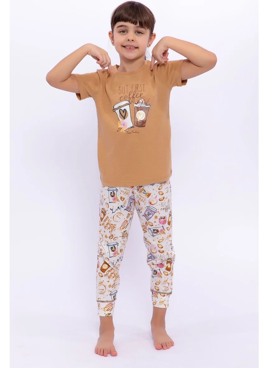 pierre cardin But First Coffee Camel Girls Pajama Set