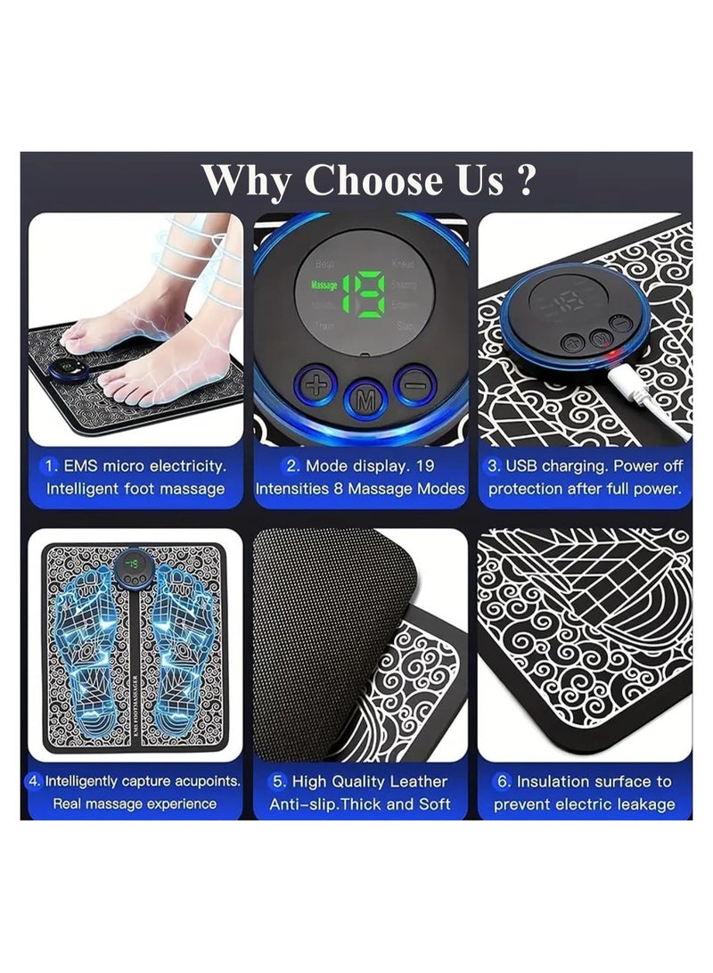 TIGER EMS Electric Foot and Neck Massager – Mini Circulation Booster for Feet, Legs, and Cervical Area | Pulse Therapy Pads for Pain Relief & Muscle Stimulation | Portable, Rechargeable, Easy to Use (MT01, Black) - Image 2