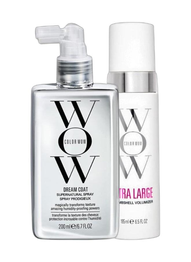 Color Wow Frizz Control & Volume Boost Duo – Dream Coat Supernatural 150ml & Xtra Volumizer 150ml – Advanced Frizz Control & Lightweight Root Lifting Volumizing Spray for All Hair Types  - Image 1