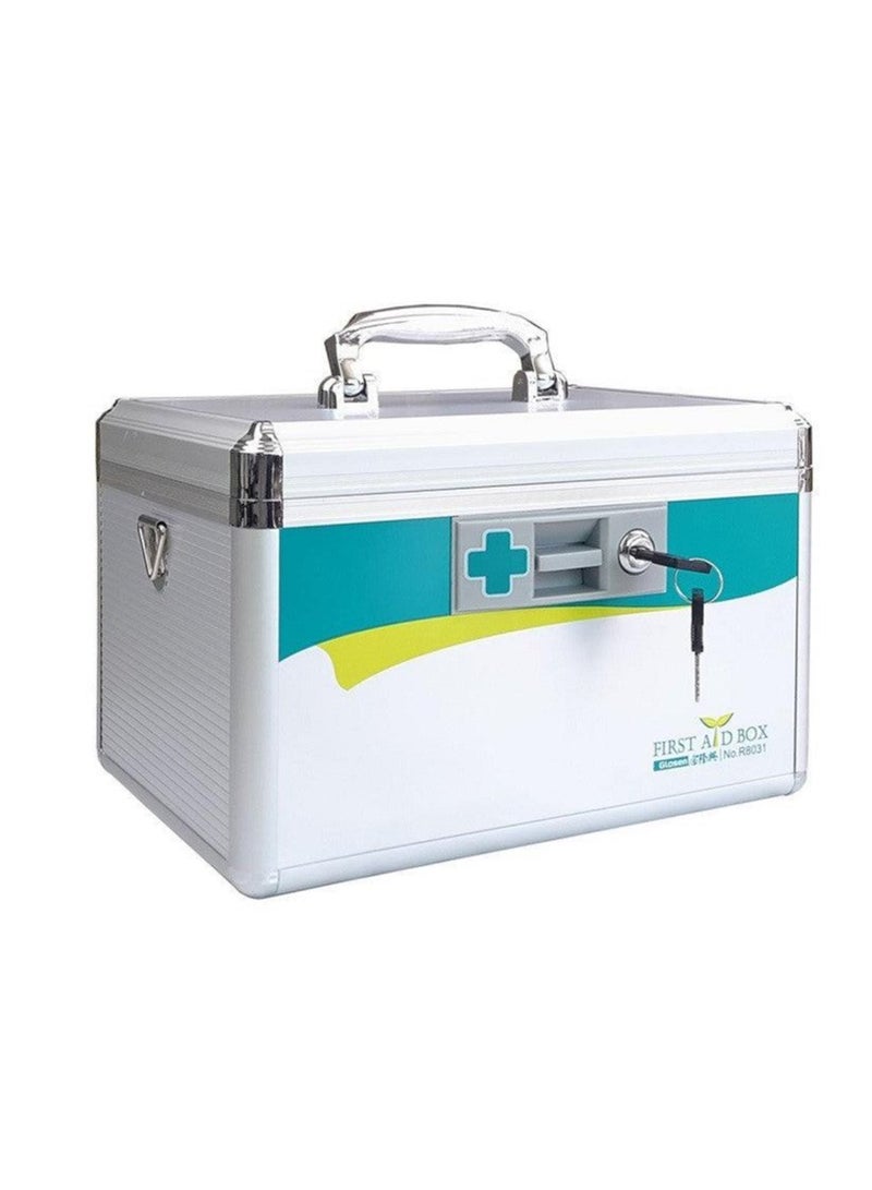 Terabyte Glosen First Aid Box with shoulder Strap Aluminum 305X195x200 Silver Medicine Lock Box,locking medicine box, Security Lock Boxes - Image 2