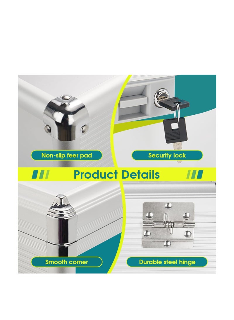 Terabyte Glosen First Aid Box with shoulder Strap Aluminum 305X195x200 Silver Medicine Lock Box,locking medicine box, Security Lock Boxes - Image 3
