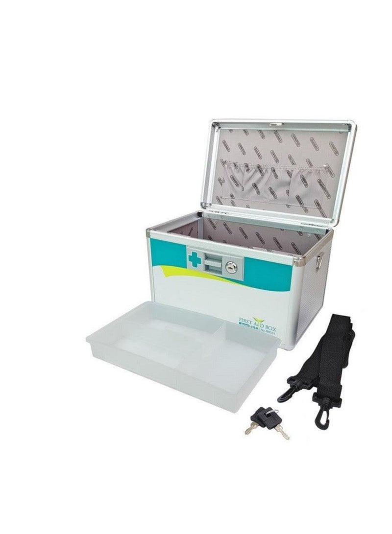Terabyte Glosen First Aid Box with shoulder Strap Aluminum 305X195x200 Silver Medicine Lock Box,locking medicine box, Security Lock Boxes - Image 4
